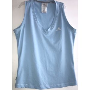 Adidas blue sleeveless v-neck active wear top